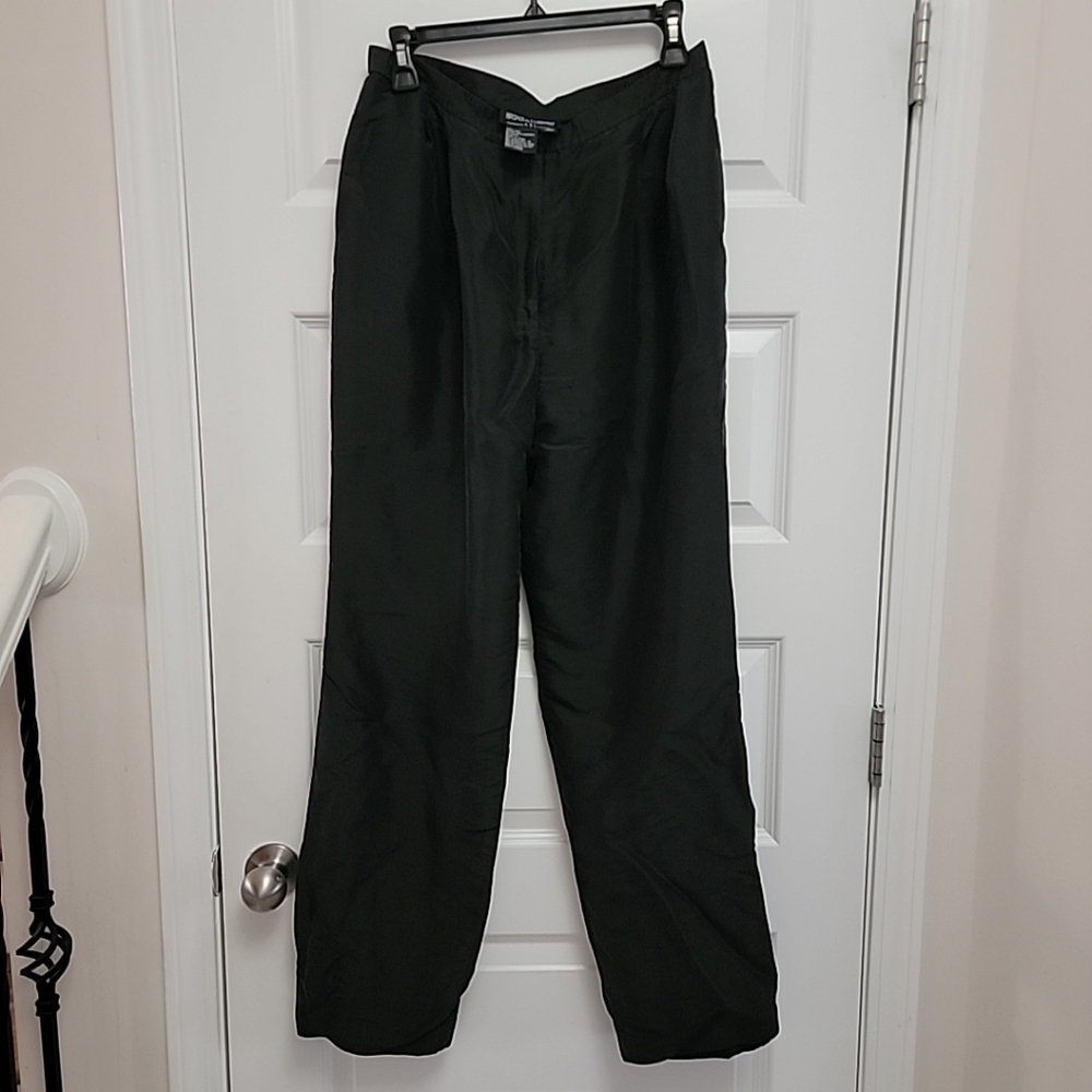 Kasper & Company ASL 100% silk black cropped pants Size 14 lined EUC
